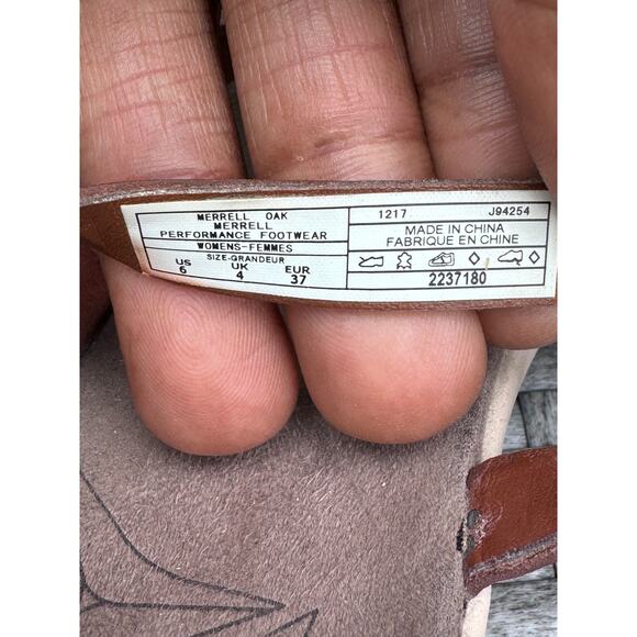 Merrell Duskair‎ Seaway Sandals Slide Open Toe Leather Oak Brown Womens Size 6 - Picture 9 of 9